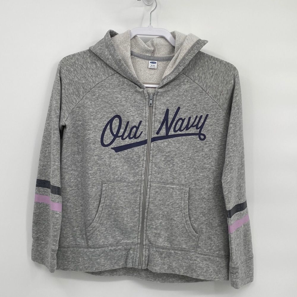 Old Navy Girls Long Sleeve Hooded Pocket Full Zip Outdoor Jacket Gray XL